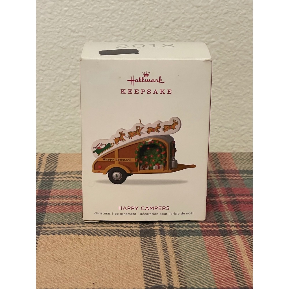 Hallmark Keepsake Happy‎ Campers Ornament 2018 Brown Excellent Teardrop Trailer